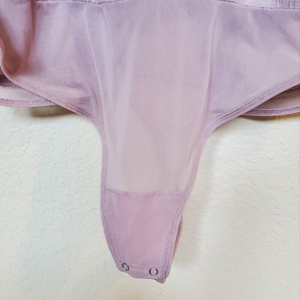 Free People Perfect Catch Lavender Pink Cotton Billowy Bodysuit.  Size Medium - Picture 4 of 10